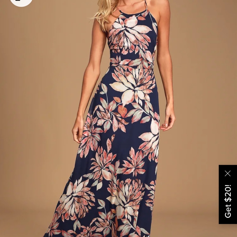 Lulu’s Floral Open Back Maxi Dress